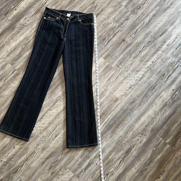 Luxury Escada Designer Denim Bootcut Gold Striped Jeans 40 Euro - Picture 6 of 11